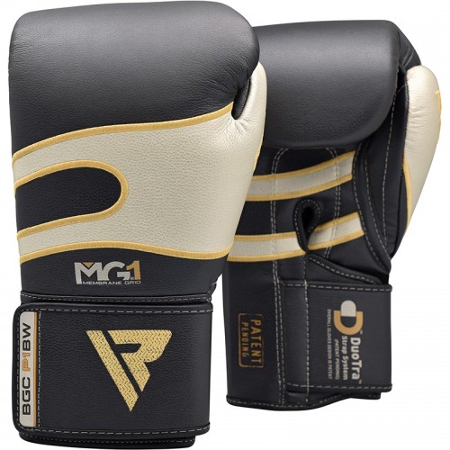 Боксерские перчатки RDX Leather Black White 10 ун.