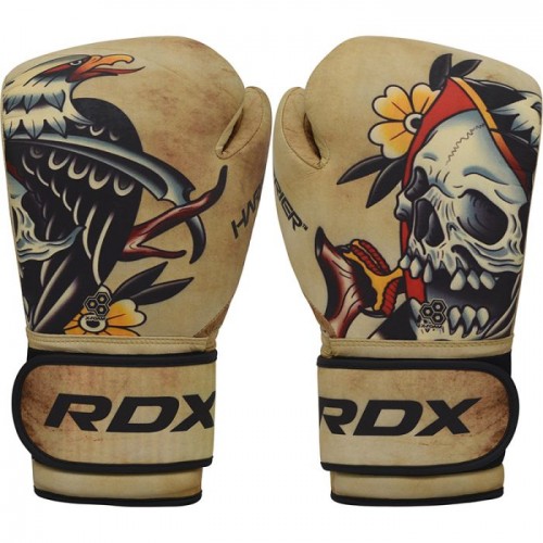 Боксерские перчатки RDX T14 HARRIER Brown Tattoo 12 ун.