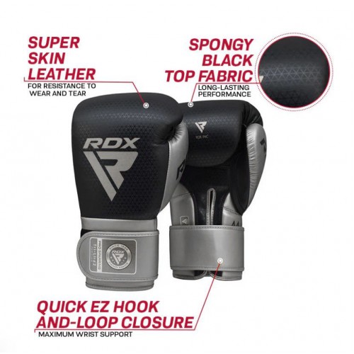 Боксерские перчатки RDX L2 Mark Pro Silver 10 ун. Боксерские перчатки RDX L2 Mark Pro Silver 10 ун.